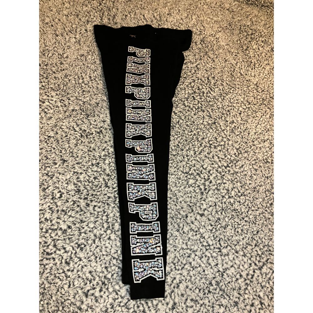 Victoria Secret's PINK Yoga Pants Womens Medium Black Sequins